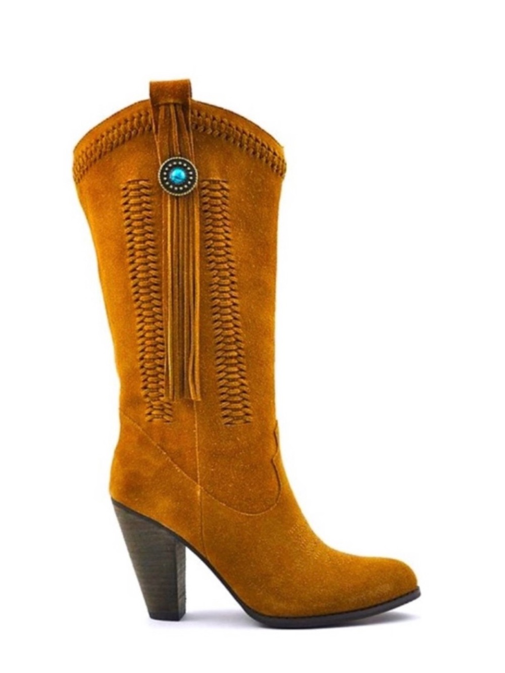 Reba Suede Tassel Mid-Calf Heeled Boot size 8m